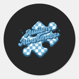 Cute Autism Awareness Puzzle Autism Mum Dad Girl B Classic Round Sticker