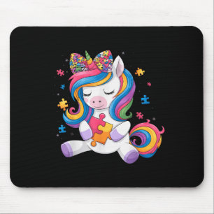 Cute Autism Awareness Toddler Girl Bow Unicorn Puz Mouse Pad