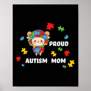 Cute Autism Awareness Women - Proud Autism Mum Lam Poster
