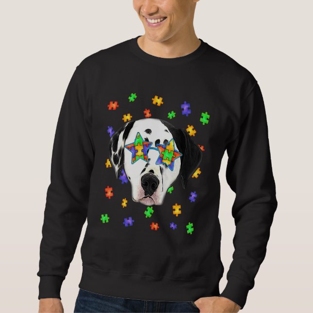 Cute Autism Dalmatian Dog Puzzle Sunglasses Pet Ow Sweatshirt (Front)