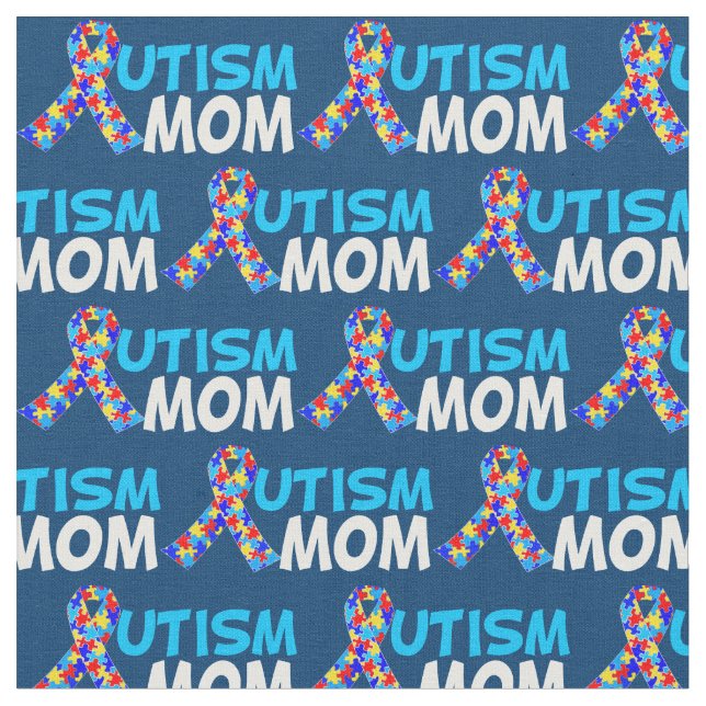 Cute Autism Mum Blue Fabric (Close Up)