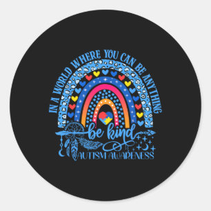 Cute Autism Mum Women Men Autism Awareness Be Kind Classic Round Sticker