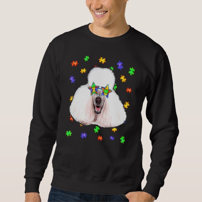 Cute Autism Poodle Dog Puzzle Sunglasses Pet Owner Sweatshirt (Front)