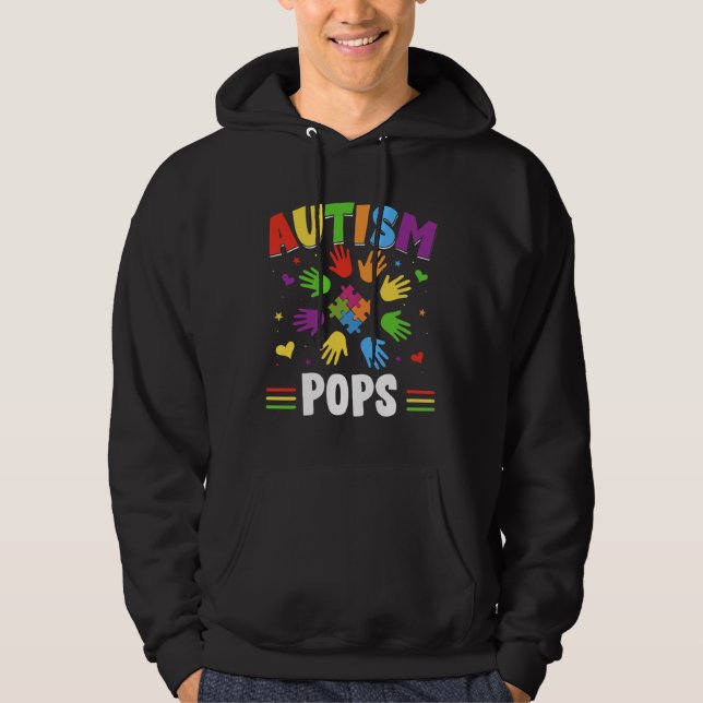 Cute Autism Pops Colours Hands Puzzle Autism Aware Hoodie (Front)