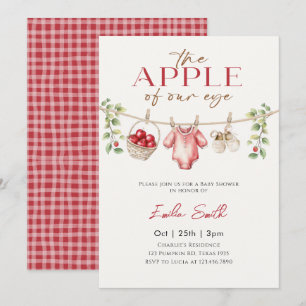 Cute Autumn Apple Baby Clothesline Baby shower Invitation