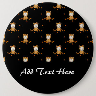 Cute Autumn Babies in Falling Leaves Pattern 6 Cm Round Badge