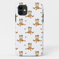 Cute Autumn Babies in Falling Leaves Pattern