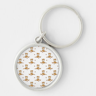 Cute Autumn Babies in Falling Leaves Pattern Key Ring