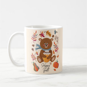 Cute autumn baby bear with honey and custom text  coffee mug
