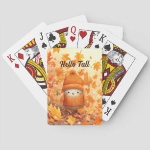 Cute Autumn Bird Dressed for Fall Playing Cards