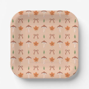 Cute Autumn Bow Pattern Paper Plate