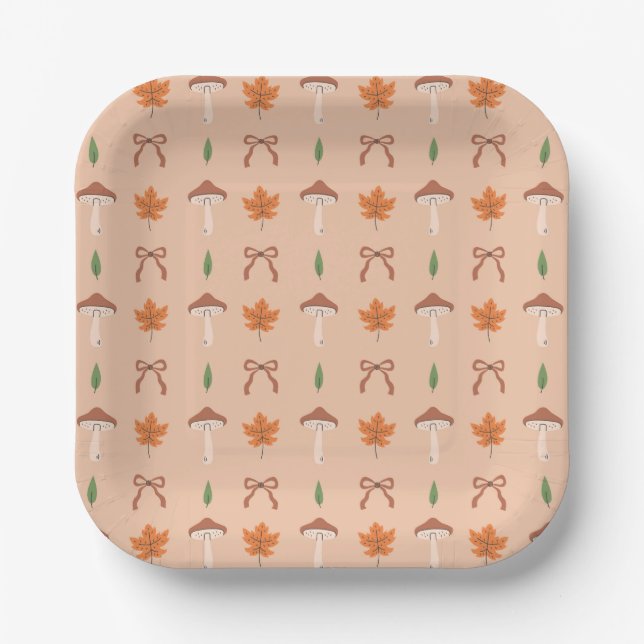 Cute Autumn Bow Pattern Paper Plate (Front)