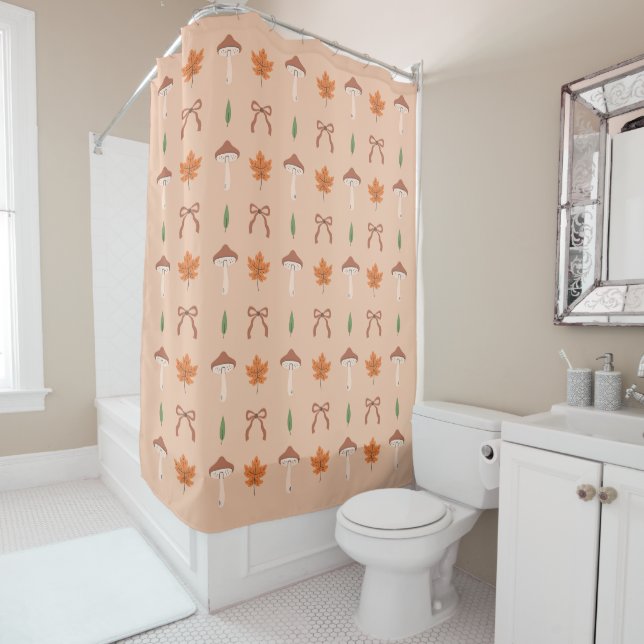 Cute Autumn Bow Pattern Shower Curtain (In Situ)