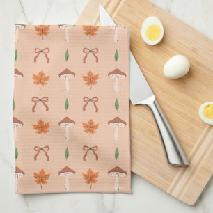 Cute Autumn Bow Pattern Tea Towel