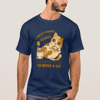 Cute Autumn Calico Cat And Kitten Playing With Lea T-Shirt