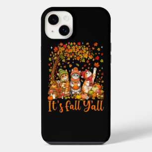 Cute Autumn Cats Leaves Pumpkin "It's Fall Y'All" iPhone 14 Plus Case
