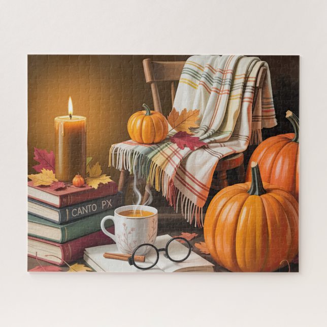 Cute Autumn Cosy Reading Scene Jigsaw Puzzle (Horizontal)