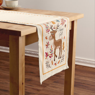 Cute autumn deer with custom text short table runner