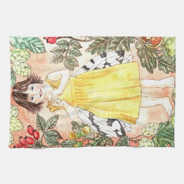 Cute Autumn Fairy Kitchen Towel (Horizontal)
