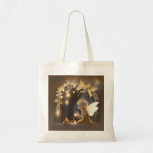 Cute Autumn Fairy with Glowing Flowers Tote Bag