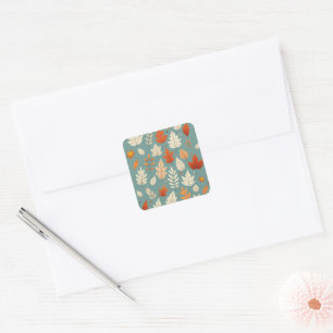 Cute autumn/fall leaves square sticker