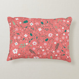 Cute Autumn Flowers Illustration Floral Pattern Decorative Cushion