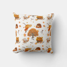 Cute Autumn Forest Animals Seamless Pattern Throw
