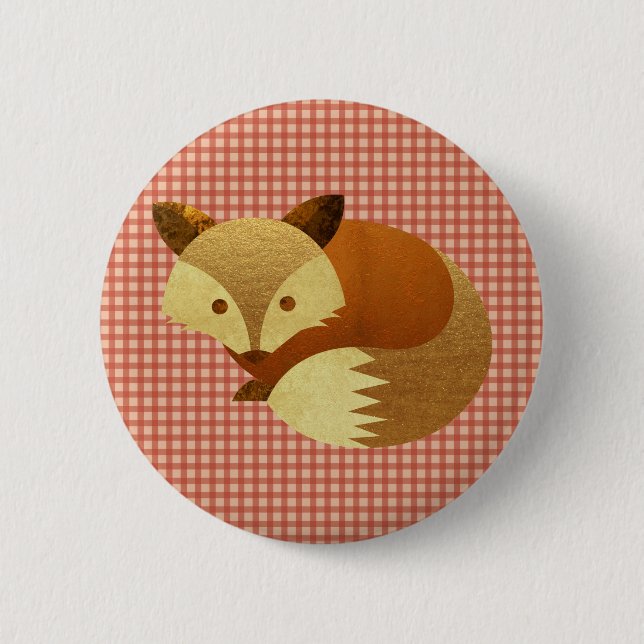 Cute Autumn Fox 6 Cm Round Badge (Front)