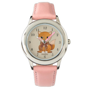 Cute autumn fox and custom name watch