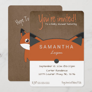 Cute Autumn Fox Baby Shower Invitation