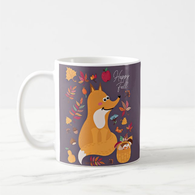 Cute autumn fox with custom text  coffee mug (Left)