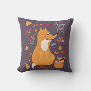 Cute autumn fox with custom text cushion