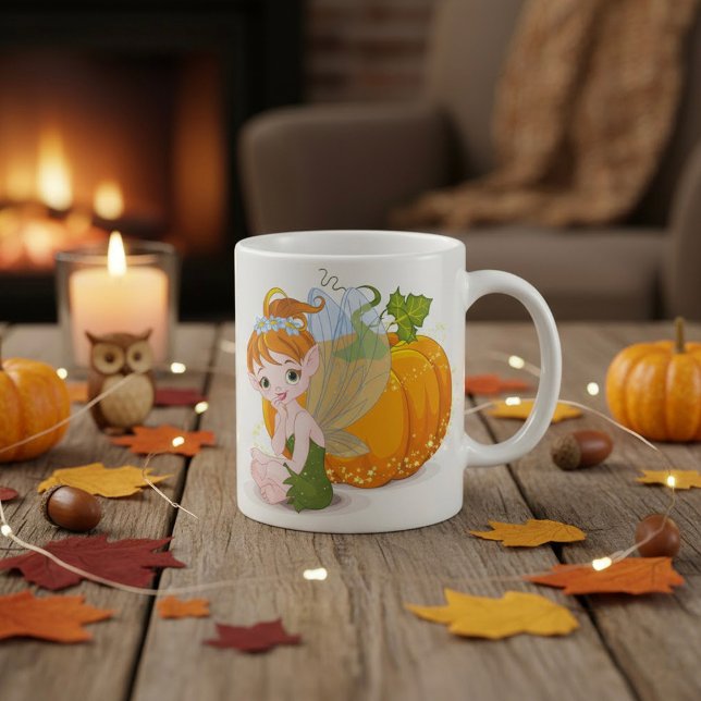 Cute Autumn Garden Fairy with Magic Pumpkin Coffee Mug (Creator Uploaded)