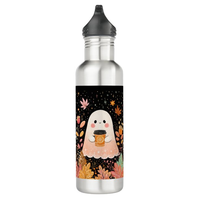 Cute Autumn Ghost with Pumpkin Coffee – Cosy Fall  710 Ml Water Bottle (Right)