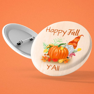 Cute Autumn Gnome In Pumpkin Patch 6 Cm Round Badge