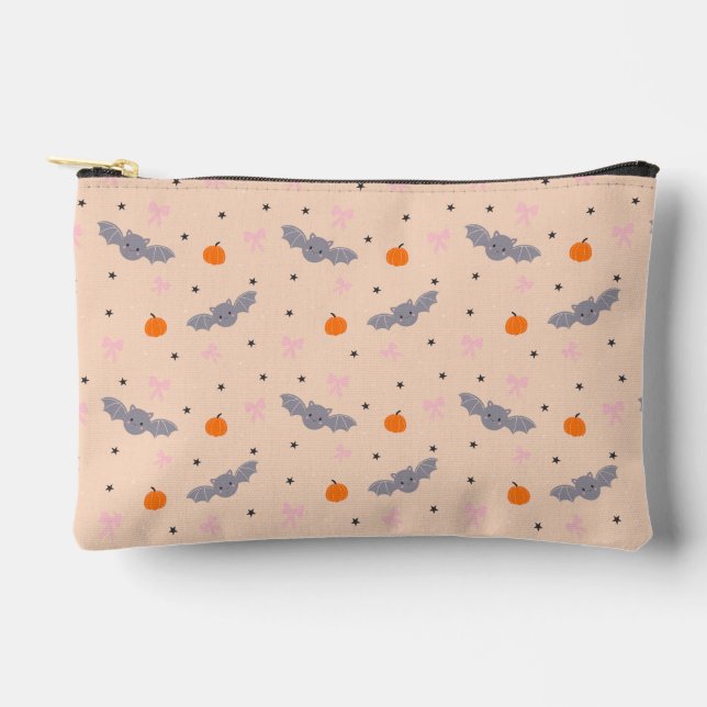 Cute Autumn Halloween Bat Pattern Zipper Pouch (Front)