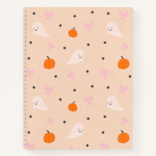 Cute Autumn Halloween Ghost Pattern Notebook