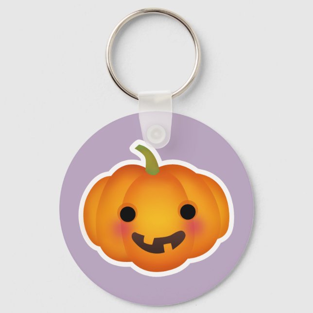 Cute Autumn Halloween Pumpkin Key Ring (Front)