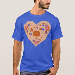 Cute Autumn Heart with Pumpkin Leaf Fall For Autum T-Shirt