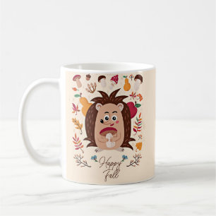 Cute autumn hedgehog with custom text coffee mug