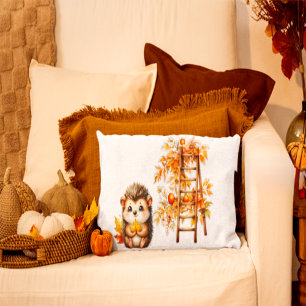 Cute Autumn Hedgehog with Harvest Ladder Illustrat Cushion