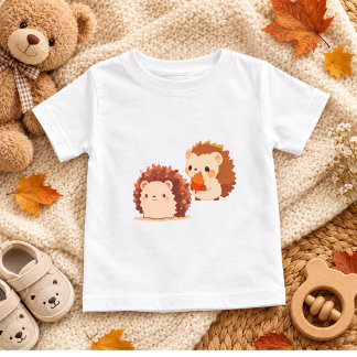 Cute Autumn Hedgehogs – Kawaii Fall Forest Animals Baby T-Shirt