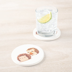 Cute Autumn Hedgehogs – Kawaii Fall Forest Animals Coaster