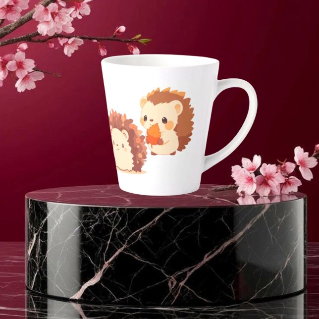 Cute Autumn Hedgehogs – Kawaii Fall Forest Animals Latte Mug (Creator Uploaded)