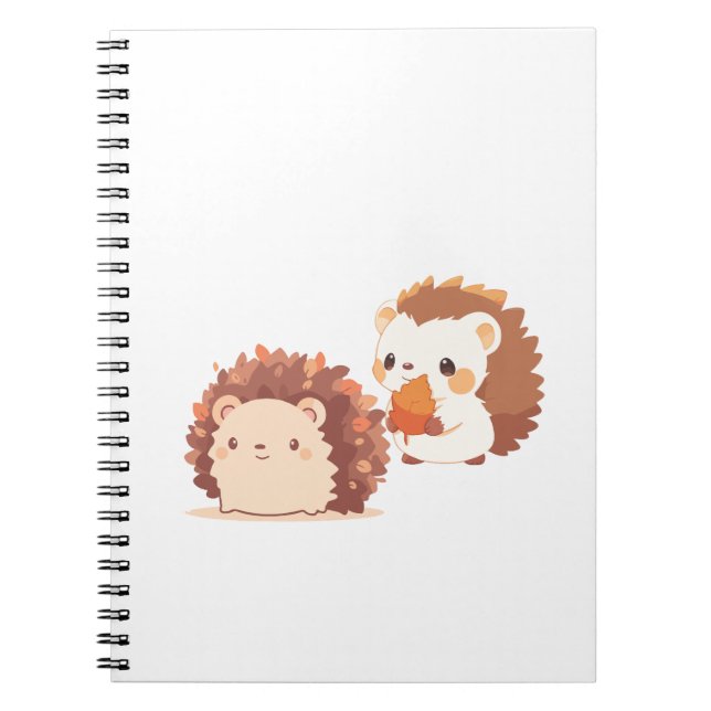 Cute Autumn Hedgehogs – Kawaii Fall Forest Animals Notebook (Front)