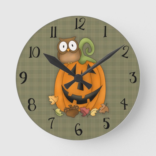 Cute Autumn Jack O' Lantern Clock (Front)