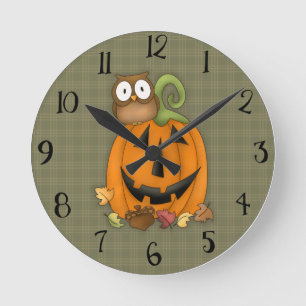 Cute Autumn Jack O' Lantern Clock