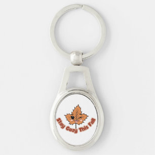 Cute Autumn Leaf Stay Cosy This Fall Key Ring