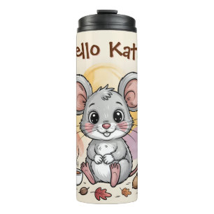 Cute Autumn Mouse with Acorns and Coffee Thermal Tumbler
