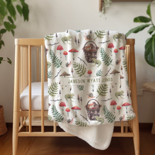 Cute Autumn Mushrooms   Watercolor Illustrations Sherpa Blanket